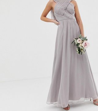 ASOS Design + Bridesmaid Cross Front Soft Drape Maxi Dress