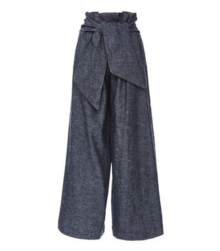 MSGM + Chambray Culottes with Knotted Waist Front