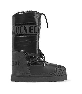 Moncler + Moon Boot Venus Shell and Textured-Leather Snow Boots