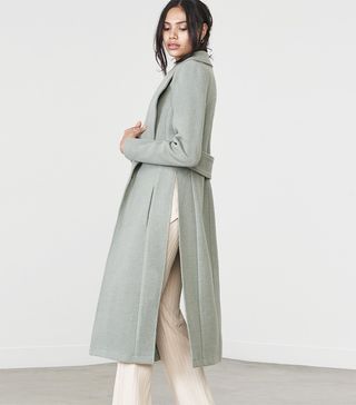 Lavish Alice + Sage Green Wool Boyfriend Style Tailored Coat