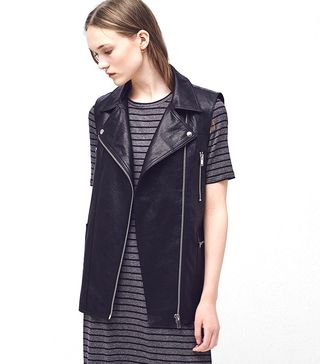 Mango + Leather Zipped Gilet