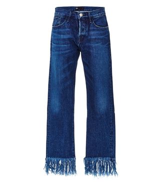 3x1 + Denim Cropped Jeans With Frayed Fringed Hems