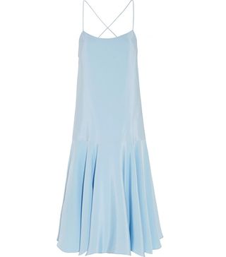 Tibi + Asymmetric Silk-Satin Dress