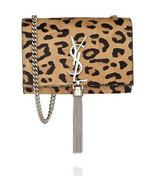 Saint Laurent + Monogramme Small Leopard-Print Calf Hair and Leather Shoulder Bag