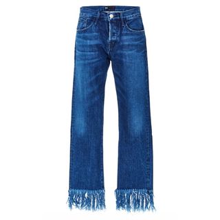 3x1 + Denim Cropped Jeans With Frayed Fringed Hems