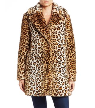 Calvin Klein + Leopard Print Faux Fur Coat