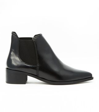 Warehouse + Flat Leather Ankle Boot