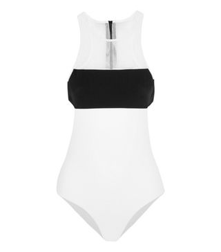 T by Alexander Wang + Two-Tone Mesh-Paneled Swimsuit