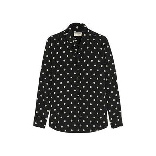 Saint Laurent + Polka Dot Crepe Shirt