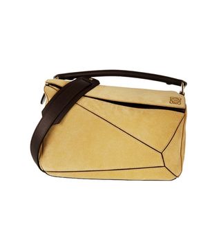Loewe + Puzzle Small Leather-Trimmed Suede Shoulder Bag