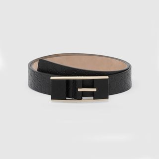 Gucci + Thin Belt With Covered Buckle
