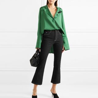 Attico + Blanca Cropped High-Rise Flared Jeans