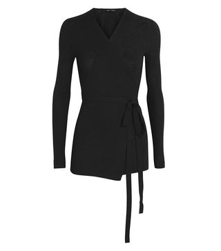 Proenza Schouler + Black Fine-Knit Wool Blend Wrap Cardigan