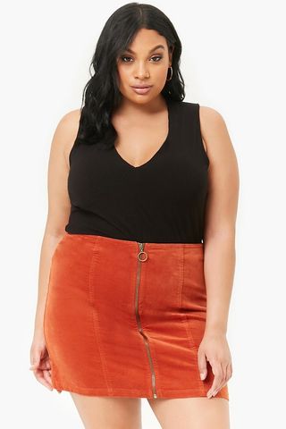 Forever 21 + Corduroy Zip-Front Skirt