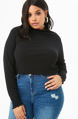 Forever 21 + Ribbed Lettuce-Edge Top