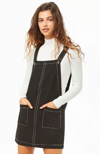 Forever 21 + Contrast-Stitch Pinafore Dress