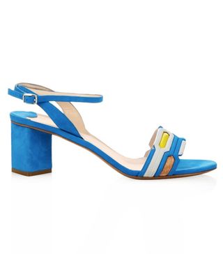 Peter Pilotto + Geometric Block-Heel Suede Sandals