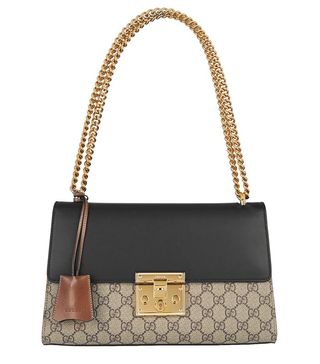 Gucci + Padlock Coated Canvas and Leather Shoulder Bag
