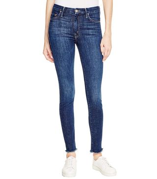 Mother + High Waist Looker Ankle Fray Jeans in Clean Sweep