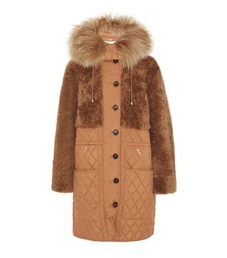Chloé + Snow Capsule Oversized Shearling and Quilted Shell Parka