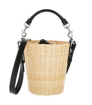 Saint Laurent + Panier Small Leather Trimmed Bamboo Shoulder Bag