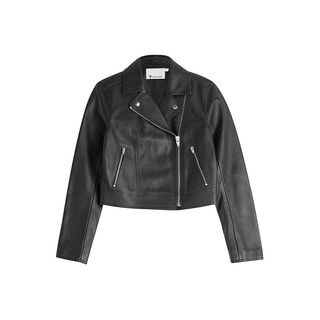 T By Alexander Wang + Cropped Leather Biker Jacket