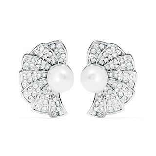 Kenneth Jay Lane + Silver-Tone, Crystal and Faux Pearl Clip Earrings