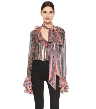 Rodarte + Paisley Tie Neck Blouse