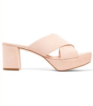 Mansur Gavriel + Suede Platform Sandals in Pastel-Pink