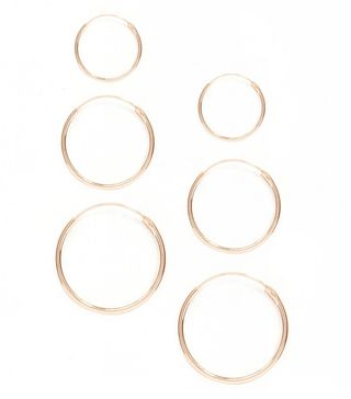 ASOS + Pack of 6 Rose Gold Plated Sterling Silver Hoop Earrings