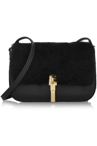 Elizabeth and James + Cynnie Nano Shearling and Textured-Leather Shoulder Bag