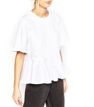 ASOS White + Stepped Peplum Top