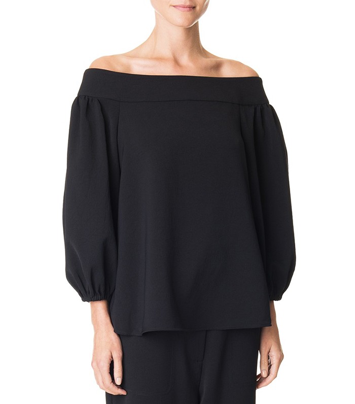 Tibi + Drape Twill Off-the-Shoulder Top