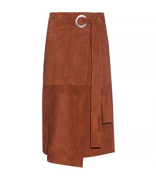 Tibi + Wraparound Suede Skirt