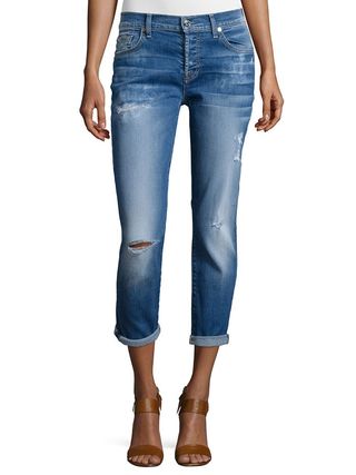 7 for All Mankind + Josefina Distressed Cropped Jeans
