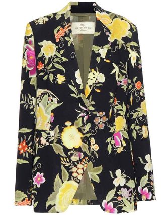 Etro + Floral Printed Crepe Blazer