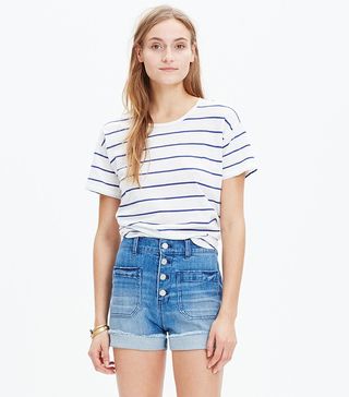 Madewell + High-Rise Denim Shorts: Button-Front Edition