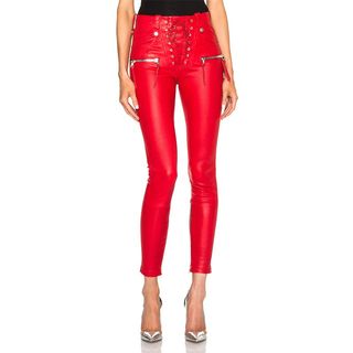 Unravel + Lace Front Leather Skinny Pants