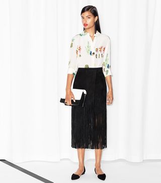& Other Stories + Fringed Suede Skirt
