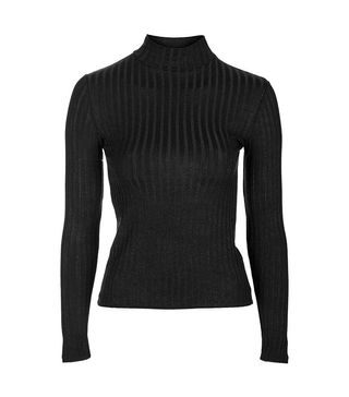 Topshop + Petite Wide Ribbed Roll Neck Top