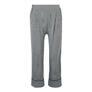 The Great + The Pyjama Cropped Striped Silk Wide-Leg Pants