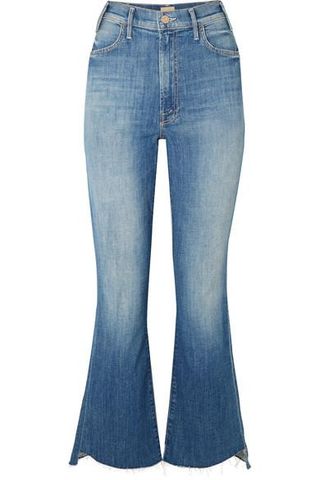 Mother + The Hustler Two Step Frayed High-Rise Flared Jeans