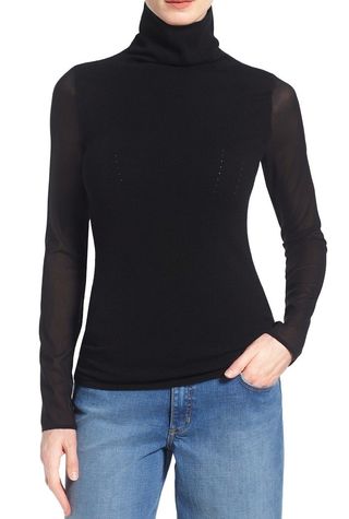 Olivia Palermo + Chelsea28 + Silk Sleeve Turtleneck Sweater