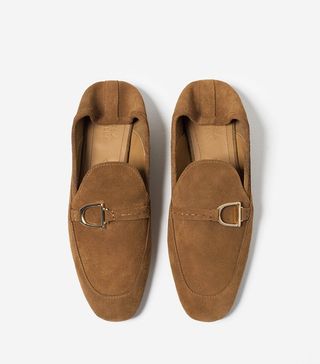 Zara + Leather Loafers with Buckle