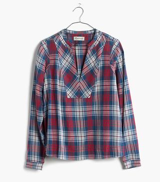 Madewell + Indigo-Dyed Popover Shirt in Casey Plaid