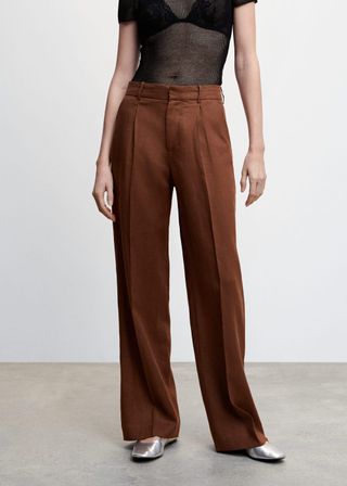 Mango + Straight Linen-Blend Pants