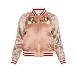 Muveil + Embroidered Silk Bomber Jacket