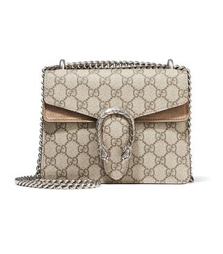 Gucci + Dionysus Mini Coated Canvas and Suede Shoulder Bag