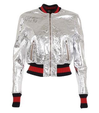 Gucci + Silver Leather Bomber Jacket