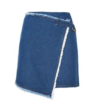 Pixie Market + Denim Frayed Wrap Mini Skirt